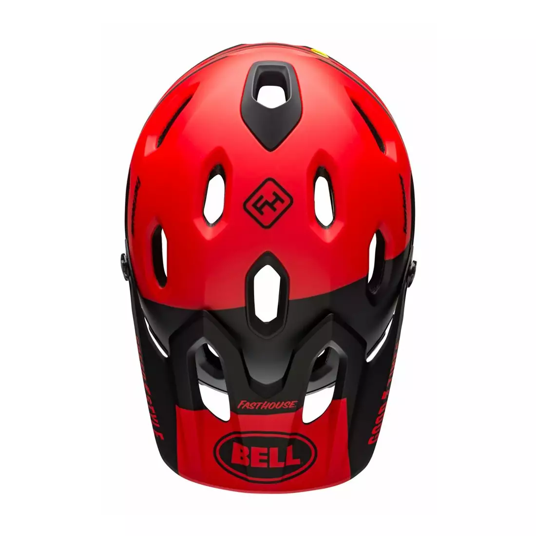 BELL SUPER DH MIPS SPHERICAL helma na kola s plným obličejem, fasthouse matte gloss red black
