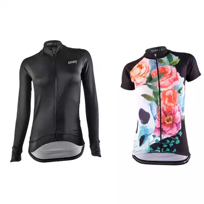 [Zestaw] KAYMAQ BDK002 damska bluza rowerowa czarna + KAYMAQ WaterColorSkull damska koszulka rowerowa