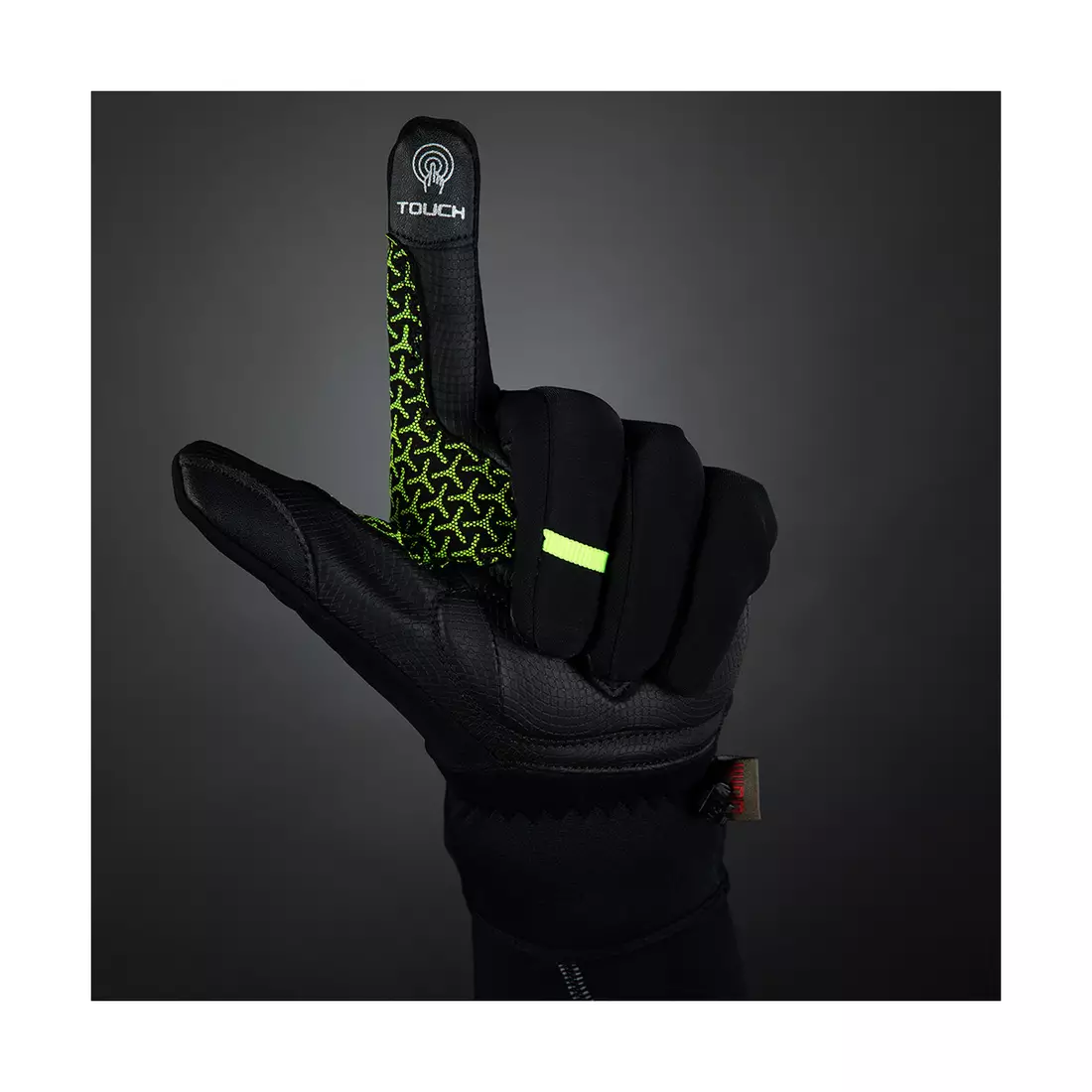 CHIBA EXPRESS+ lehké zimní cyklistické rukavice s pouzdrem, fluor / černá 3110719