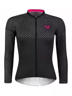 FORCE POINTS Dámský cyklistický dres s dlouhým rukávem, černý a růžový 9001435