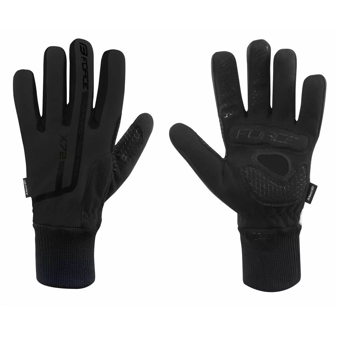 FORCE X72 zimní cyklistické rukavice, černé 90461