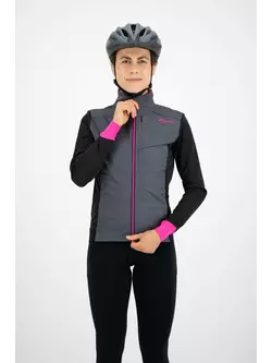 ROGELLI CONTENTA Dámská lehká zimní cyklistická bunda, šedá a růžová