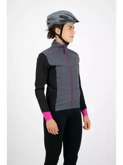 ROGELLI CONTENTA Dámská lehká zimní cyklistická bunda, šedá a růžová