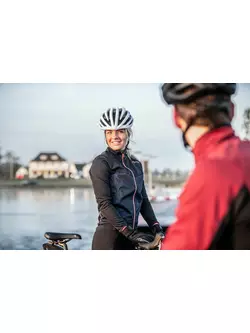 ROGELLI CONTENTA Dámská lehká zimní cyklistická bunda, tmavě modrá, černá a růžová