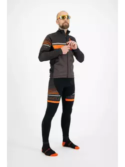 ROGELLI HERO pánské zateplené cyklistické kalhoty s náprsenkou, černé a oranžové