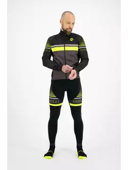 ROGELLI HERO pánské zateplené cyklistické kalhoty s postrojem, černé a fluoru