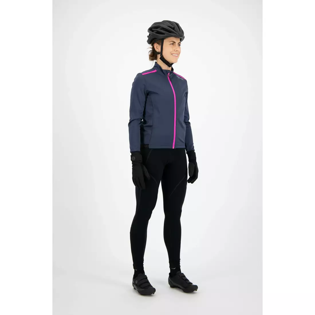 ROGELLI PESARA Dámská zimní cyklistická bunda, námořnická modrá a růžová