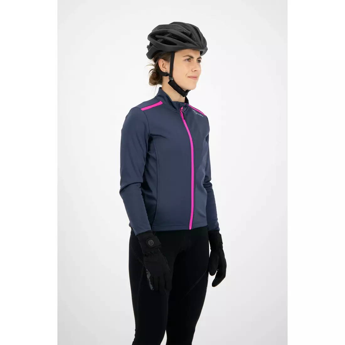 ROGELLI PESARA Dámská zimní cyklistická bunda, námořnická modrá a růžová
