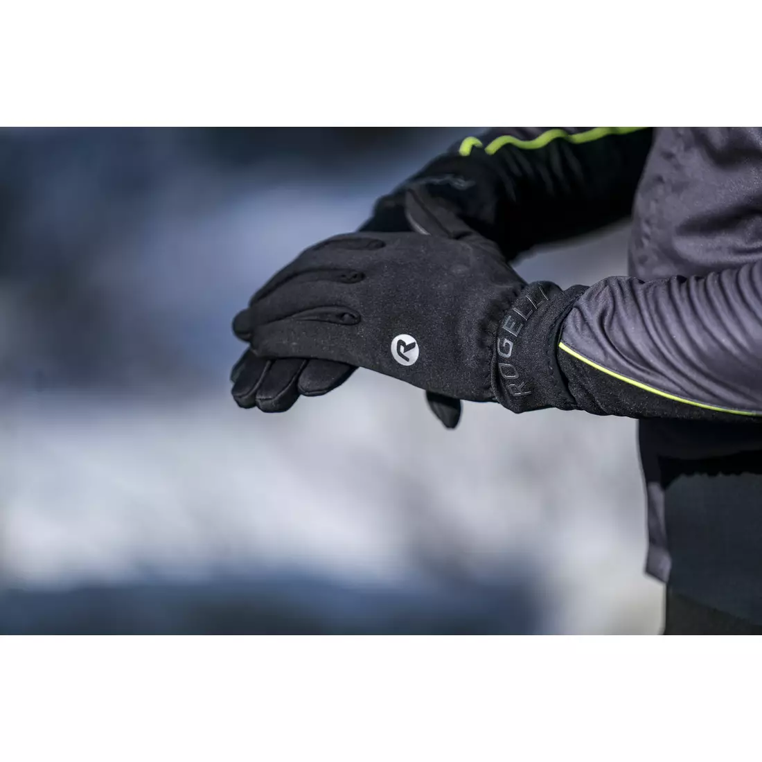 ROGELLI QLIMATE přechodné izolované univerzální cyklistické rukavice, Černá