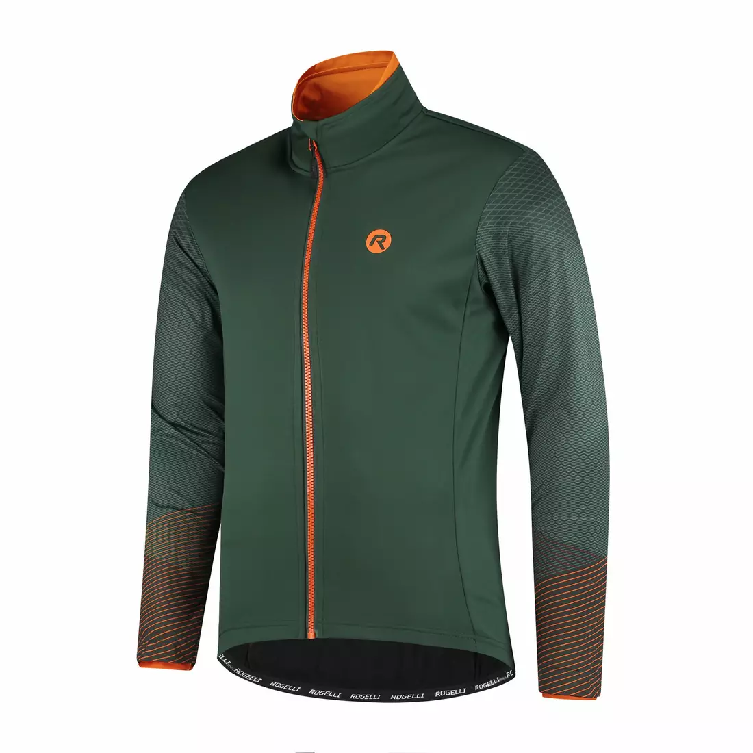 ROGELLI WIRE pánská zimní softshellová cyklistická bunda, zelená a oranžová