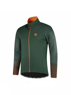 ROGELLI WIRE pánská zimní softshellová cyklistická bunda, zelená a oranžová