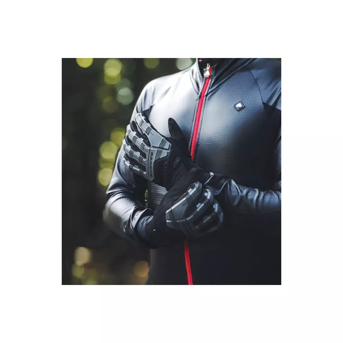 Rockbros přechodné gelové cyklistické rukavice s chráničem černá a šedá S210BK
