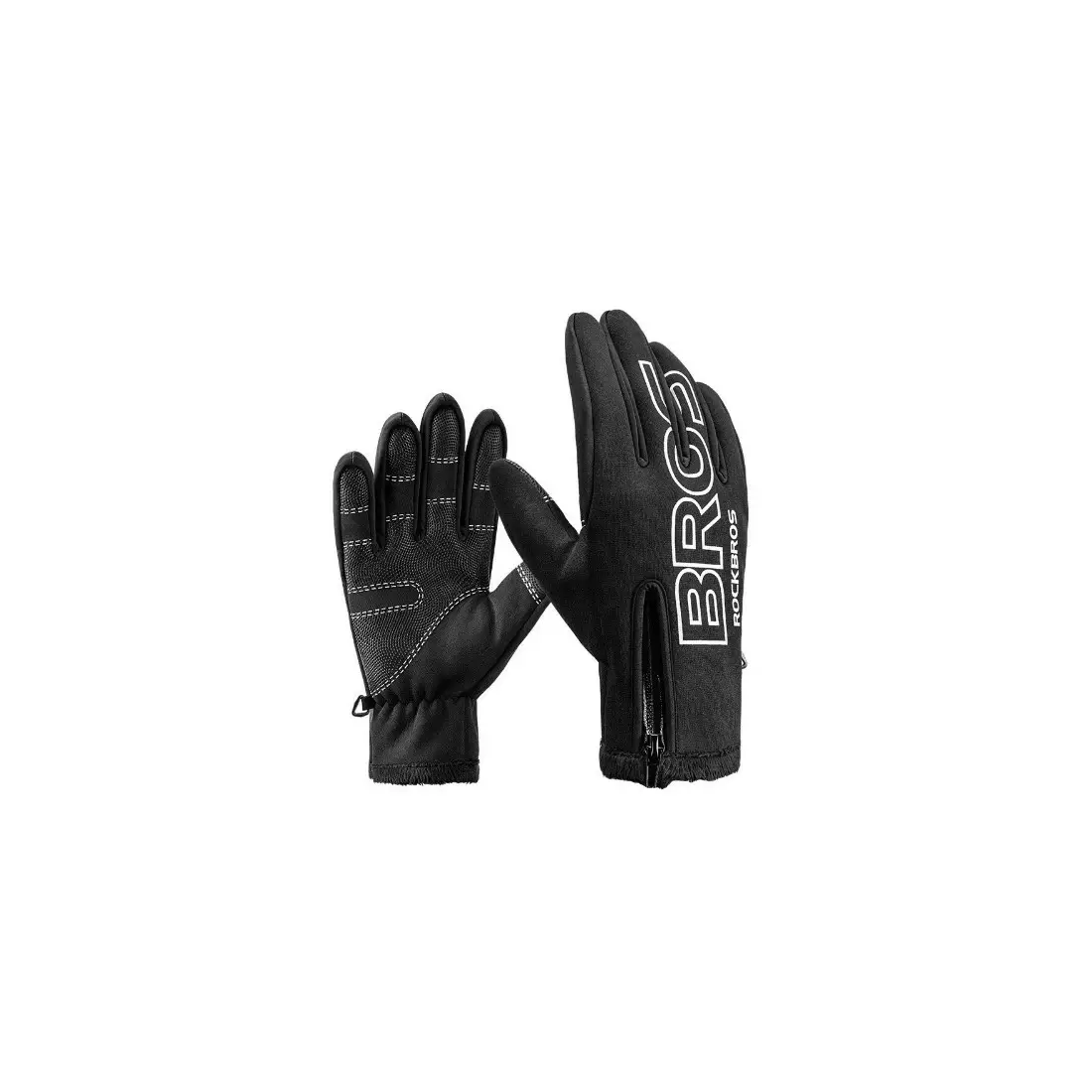 Rockbros zimní cyklistické rukavice softshell, Černá S091-4BK