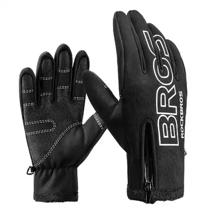 Rockbros zimní cyklistické rukavice softshell, Černá S091-4BK