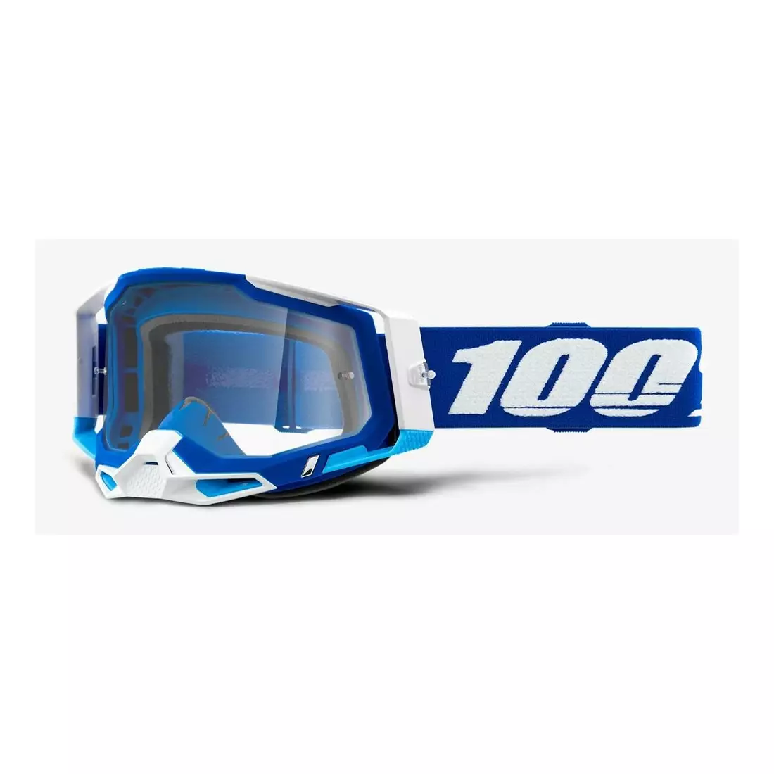 100% Cyklistické brýle RACECRAFT 2 (čirá skla Anti-Fog, LT 88%-92% + 10 víček) blue STO-50121-101-02