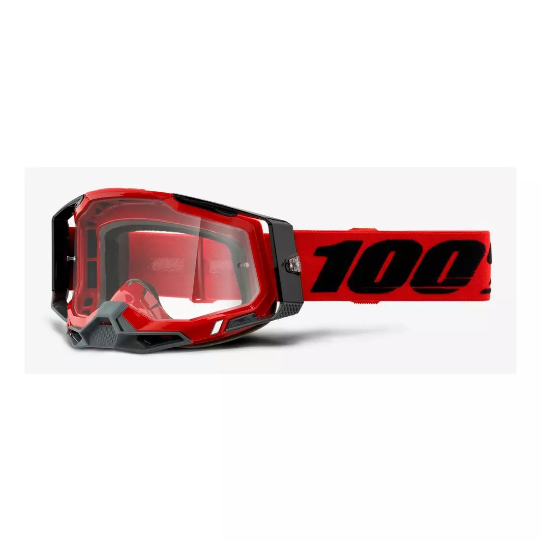 100% Cyklistické brýle RACECRAFT 2 (čirá skla Anti-Fog, LT 88%-92% + 10 víček) red STO-50121-101-03