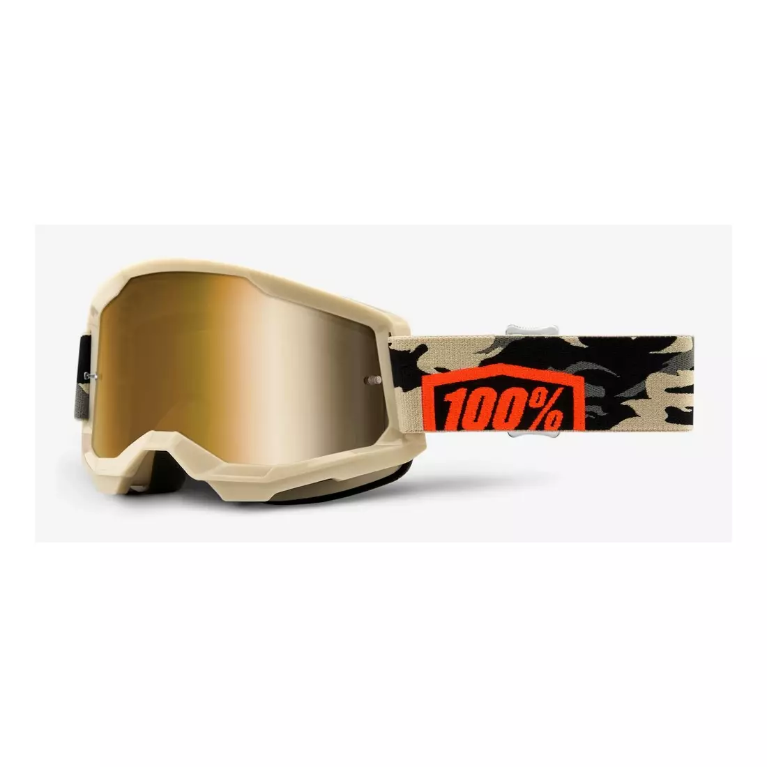 100% Cyklistické brýle STRATA 2 (zlatá zrcadlová skla Anti-Fog, LT 28%+/-5%) kombat STO-50421-253-10