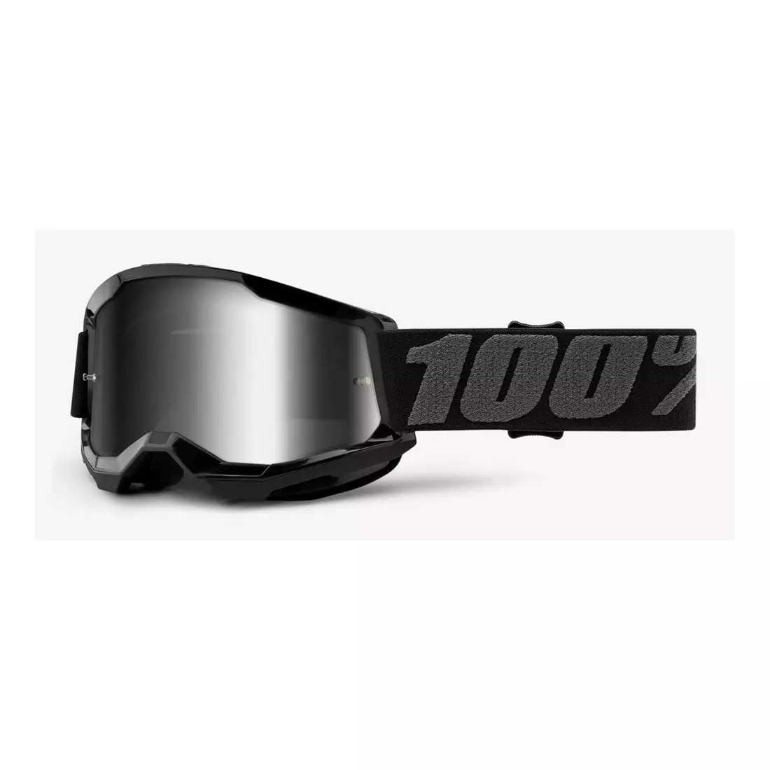 100% Juniorské cyklistické brýle STRATA 2 JUNIOR (stříbrná zrcadlová skla proti mlžení, LT 25%+/-5%) black STO-50521-252-01