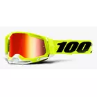 100% cyklistické brýle RACECRAFT 2 (červené zrcadlové sklo  Anti-Fog, LT 38%+/-5% +  průhledné sklo Anti-Fog, LT 88%-92% + 10 smyk) attack yellow STO-50121-251-04