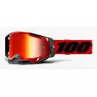 100% cyklistické brýle RACECRAFT 2 (červené zrcadlové sklo Anti-Fog, LT 38%+/-5% + průhledné sklo Anti-Fog, LT 88%-92% + 10 zrywek) attack red STO-50121-251-03