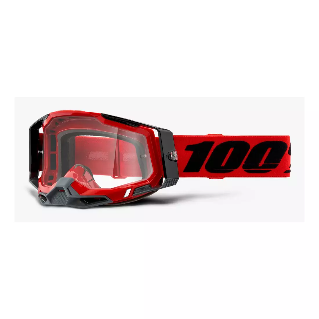 100% cyklistické brýle RACECRAFT 2 (červené zrcadlové sklo Anti-Fog, LT 38%+/-5% + průhledné sklo Anti-Fog, LT 88%-92% + 10 zrywek) attack red STO-50121-251-03