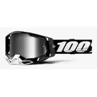 100% cyklistické brýle RACECRAFT 2 (stříbrné zrcadlové sklo Anti-Fog, LT 25%+/-5% + průhledné sklo Anti-Fog, LT 88%-92% + 10 smyků) black STO-50121-252-01