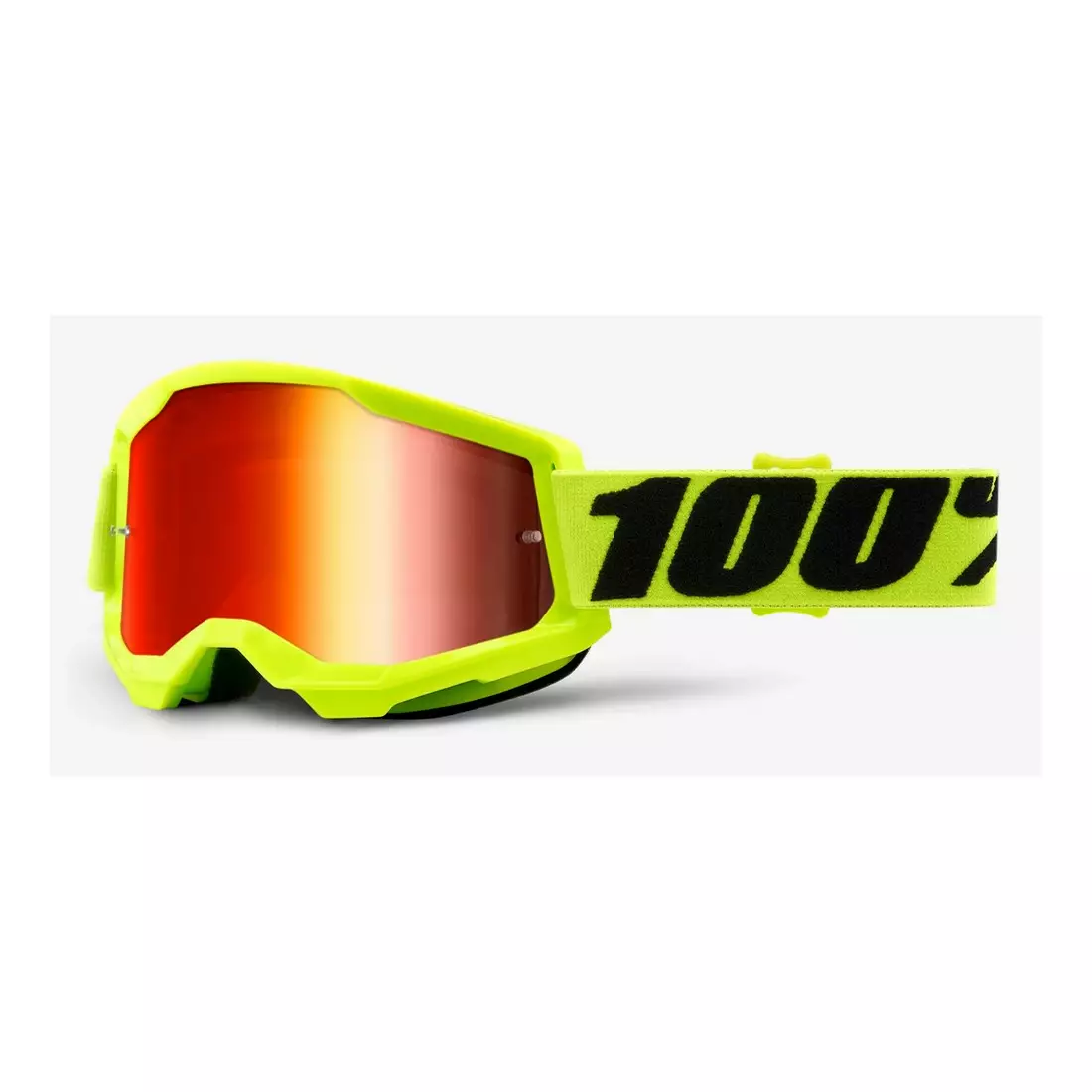 100% cyklistické brýle STRATA 2 (červené zrcadlové sklo Anti-Fog, LT 38%+/-5%) fluo yellow STO-50421-251-04