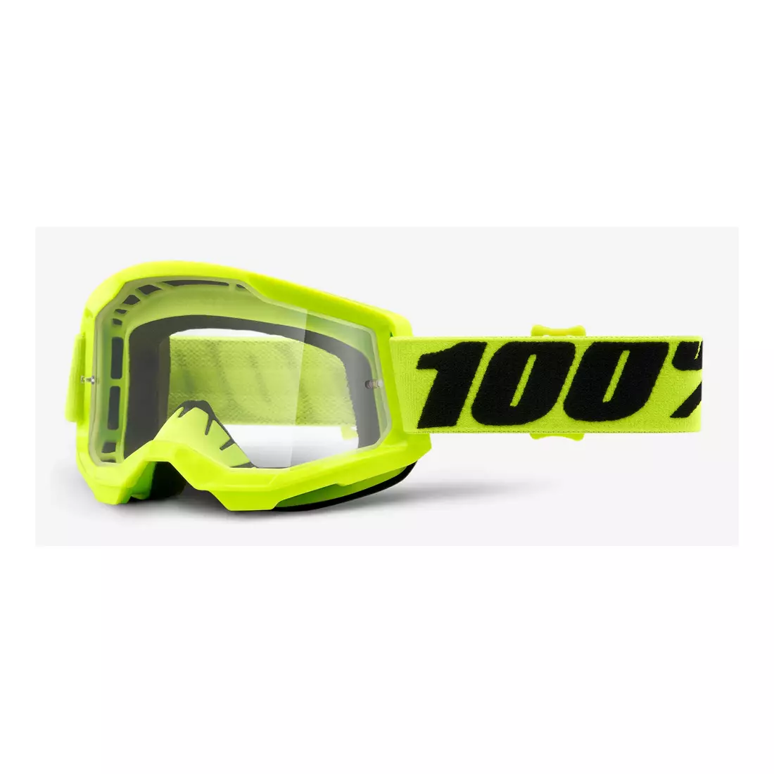 100% cyklistické brýle STRATA 2 (průhledné sklo Anti-Fog, LT 88%-92%) fluo yellow STO-50421-101-04