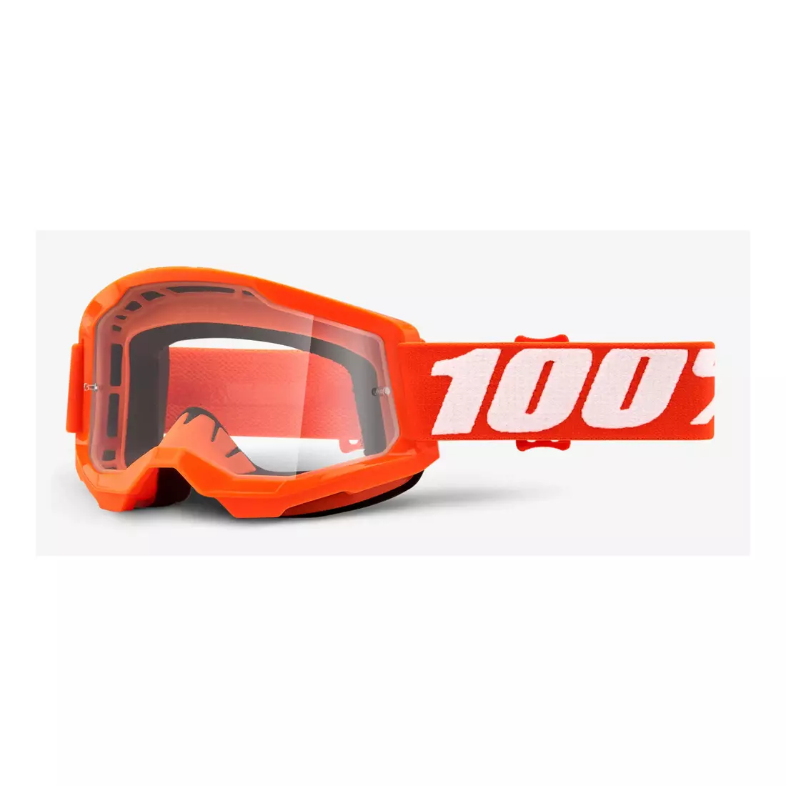 100% cyklistické brýle STRATA 2 (průhledné sklo Anti-Fog, LT 88%-92%) orange STO-50421-101-05