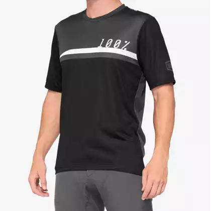 100% koszulka sportowa męska z krótkim rękawem AIRMATIC black charcoal STO-41312-376-12