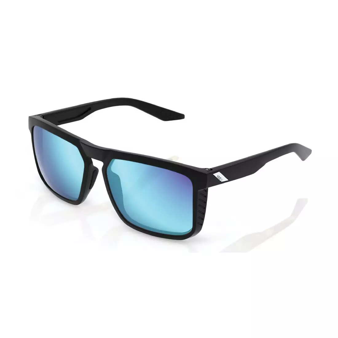 100% sportovní brýle RENSHAW (modré vícevrstvé zrcadlové sklo, LT 15%) matte black STO-61038-019-75
