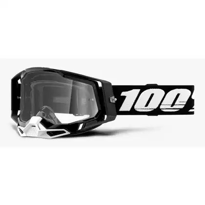 100% cyklistické brýle RACECRAFT 2 (stříbrné zrcadlové sklo Anti-Fog, LT 25%+/-5% + průhledné sklo Anti-Fog, LT 88%-92% + 10 smyků) black STO-50121-252-01