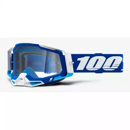 Gogle 100% RACECRAFT 2 BLUE (Szyba Przezroczysta Anti-Fog, LT 88%-92% + 10 Zrywek) (NEW) STO-50121-101-02