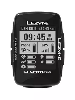 Počitadlo jízdních kol LEZYNE MACRO PLUS GPS HRSC Loaded (srdce + snímač rychlosti / kadence součástí balení)