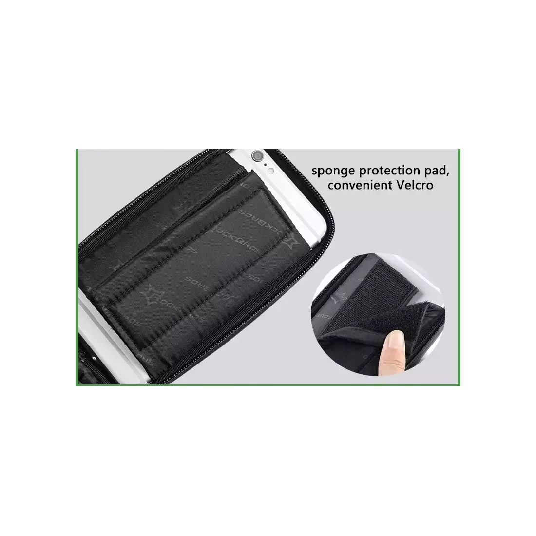 Rockbros rámová telefonní taška, černá a zelená 021-1G