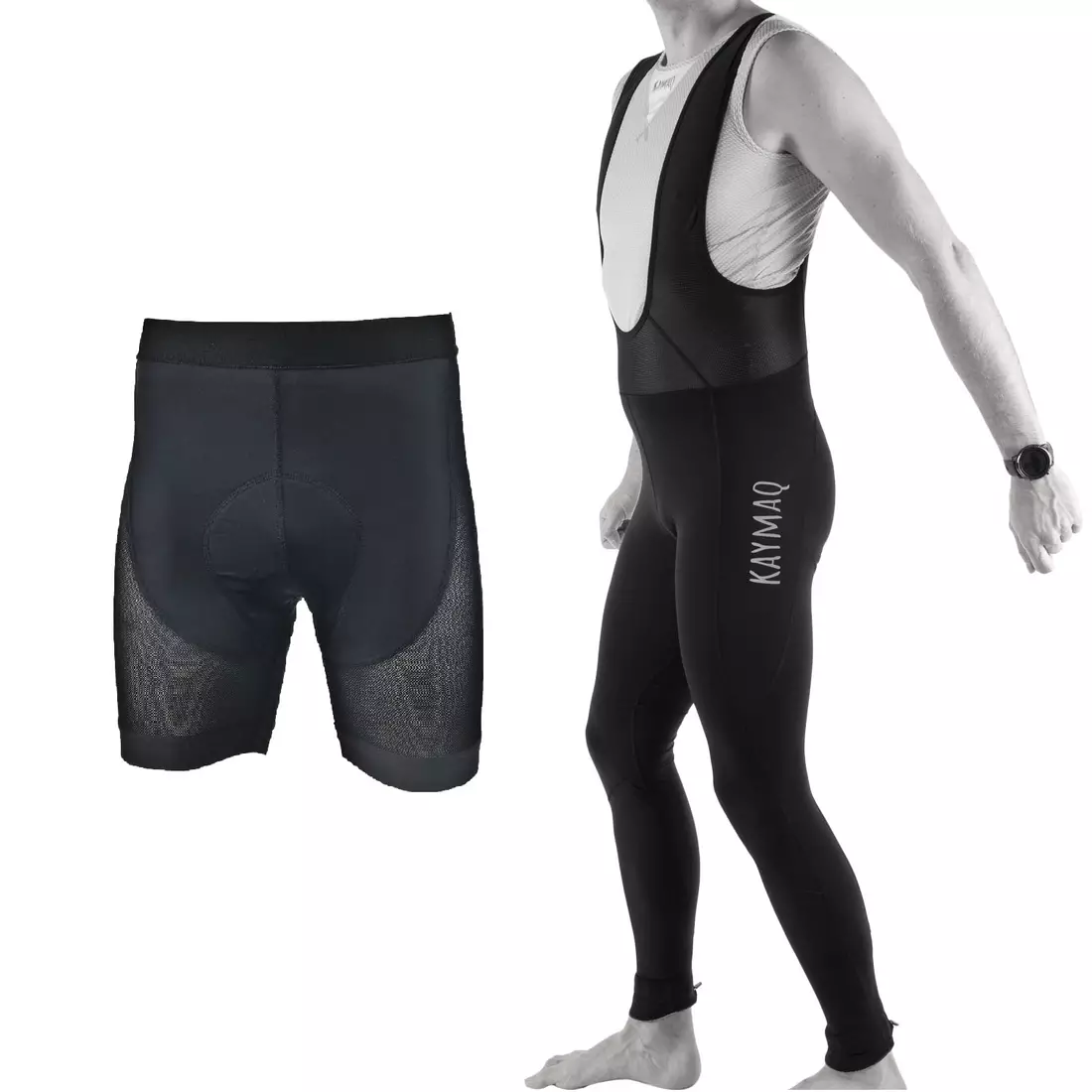 [Set] KAYMAQ izolované kalhoty s náprsenkou bez vložky CHAOS + KAYMAQ pánské cyklistické boxerky s vložkou BOXER 