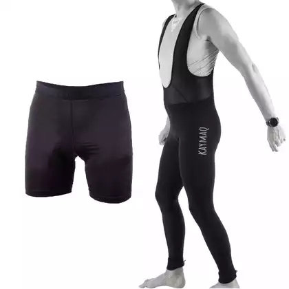 [Zestaw] KAYMAQ CHAOS ocieplane spodnie na szelkach bez wkładki = DEKO bokserki rowerowe z wkładką 3D GEL czarne BX-001