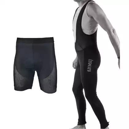 [Zestaw] KAYMAQ CREEK II zimowe spodnie, softshell, na szelkach, bez wkładki + KAYMAQ BOXER męskie bokserki rowerowe z wkładką 11.074.M.DA12, czarne