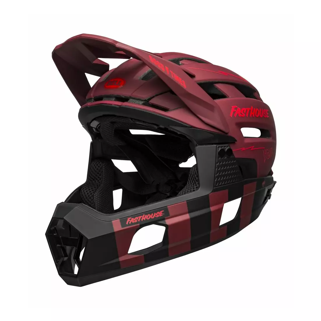 BELL SUPER AIR R MIPS SPHERICAL celoobličejová cyklistická helma, matte red black fasthouse