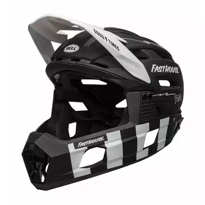 BELL cyklistická helma full face SUPER AIR R MIPS SPHERICAL matte black white fasthouse BEL-7127386