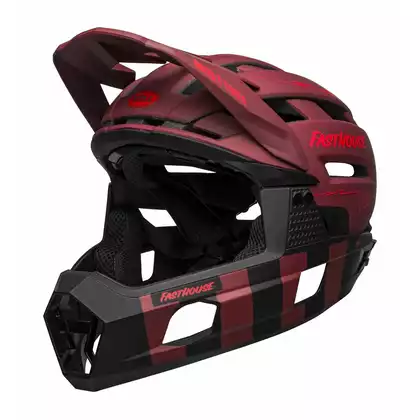 BELL cyklistická helma full face SUPER AIR R MIPS SPHERICAL matte red black fasthouse BEL-7128846