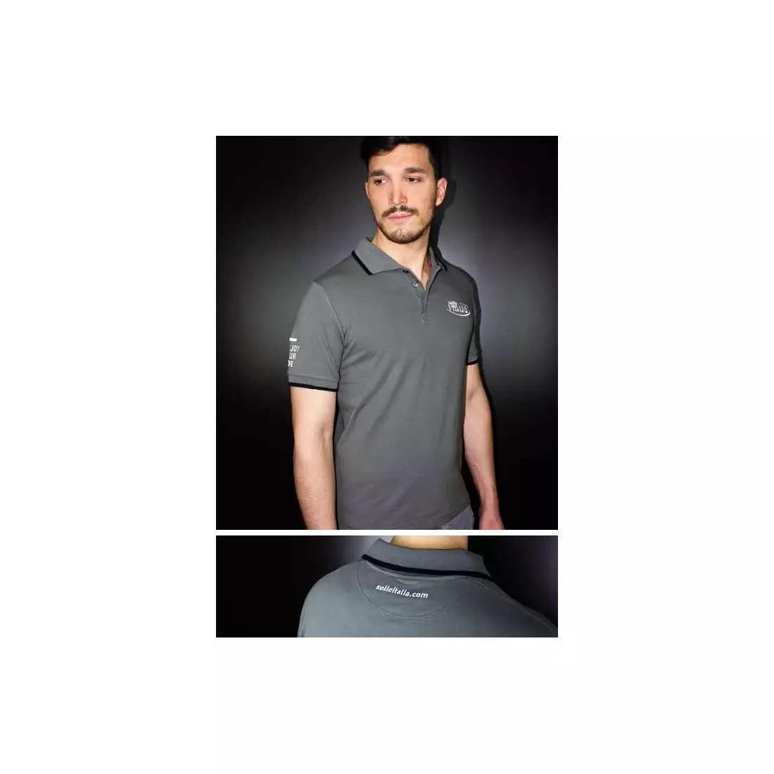 SELLE ITALIA pánské tričko s krátkým rukávem POLO TRIČKO antracitově šedé SIT-98541S0000002