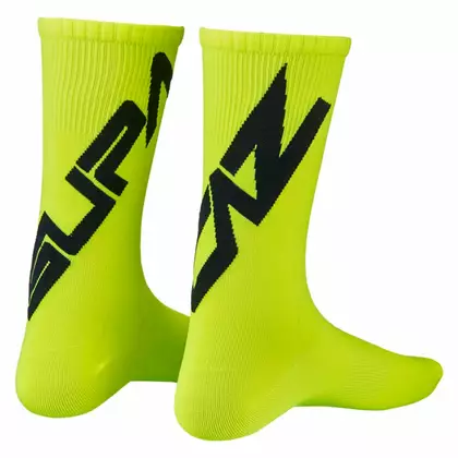 SUPACAZ TWISTED neonově žluté cyklistické ponožky SX-54S