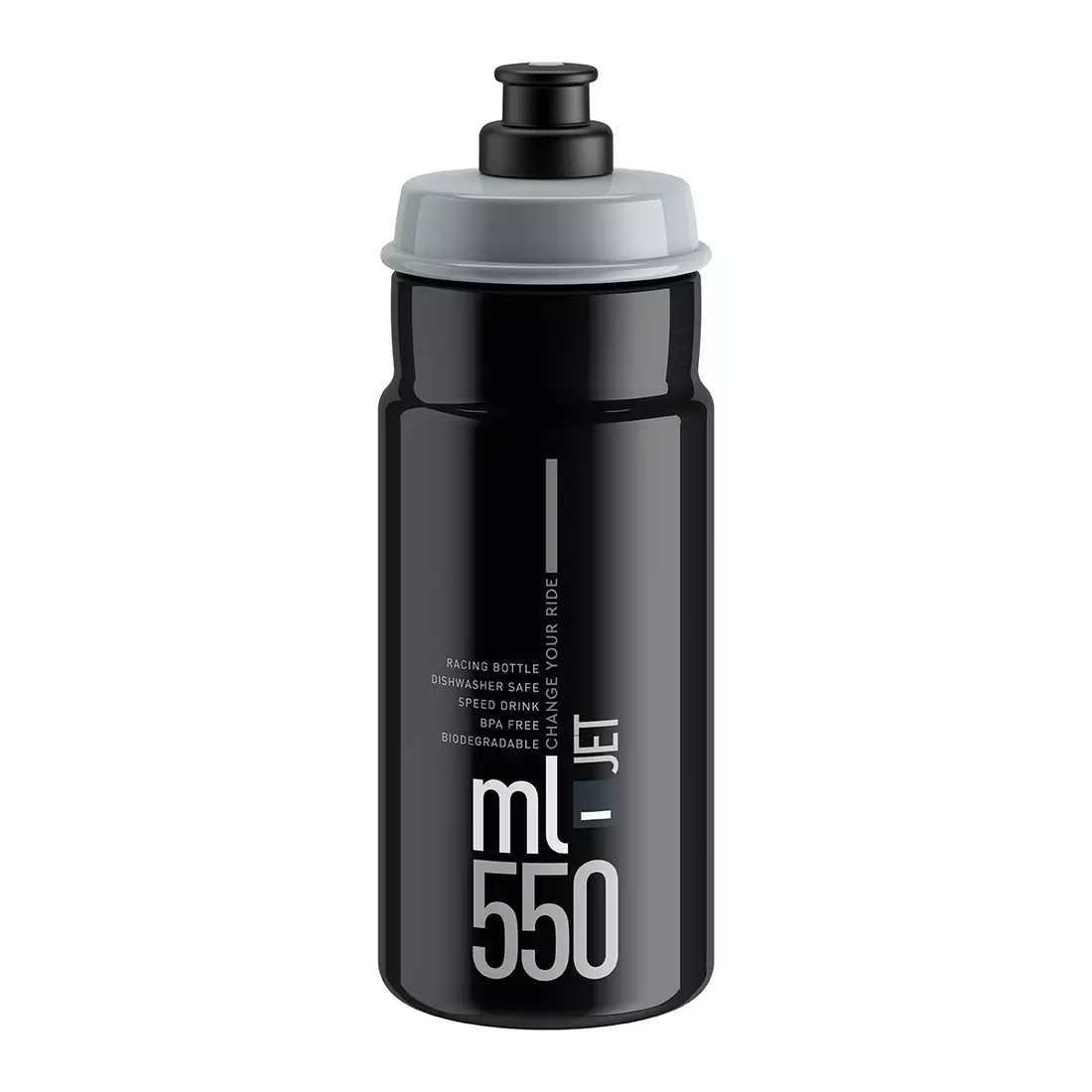 ELITE JET cyklistická láhev na vodu 550 ml, Černá
