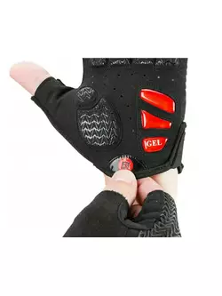 Rockbros cyklistické rukavice, krátký prst, Černá červená r.M S169BR