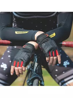 Rockbros cyklistické rukavice, krátký prst, Černá červená r.M S169BR