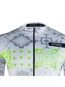 KAYMAQ DESIGN M60 pánský cyklistický dres s krátkým rukávem bílá -fluor