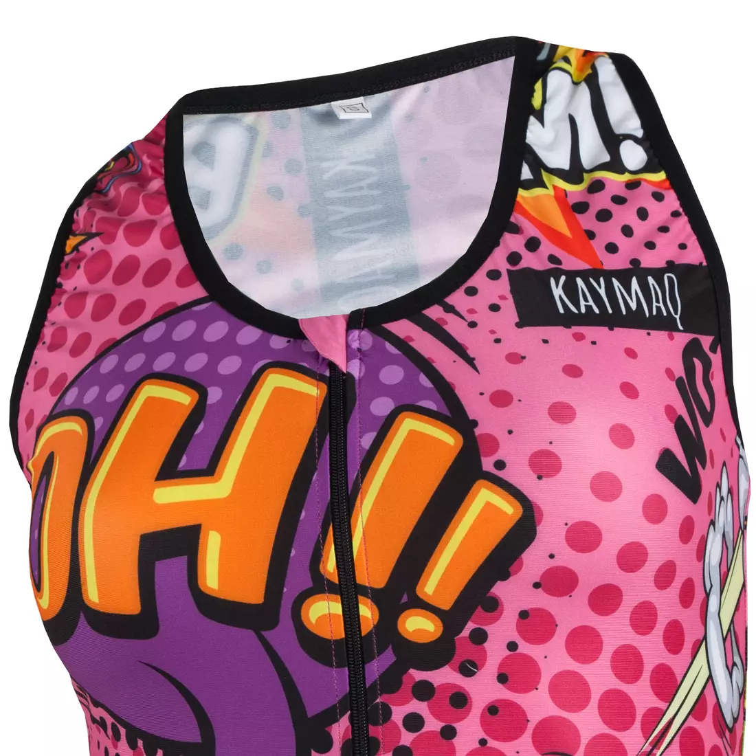 KAYMAQ DESIGN W27  dámský cyklistický dres bez rukávů růžový