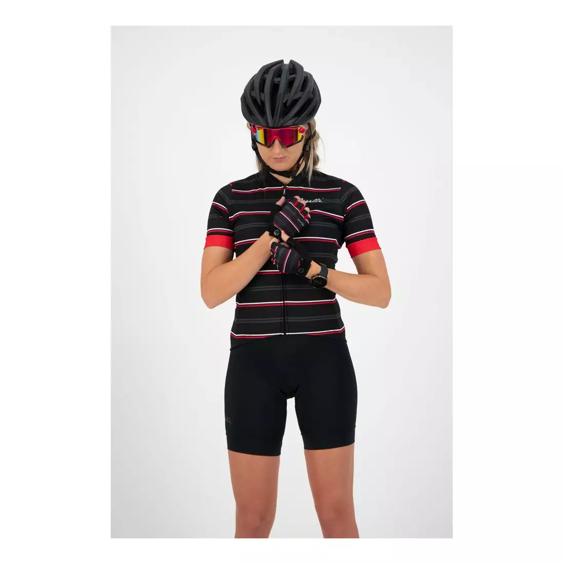 ROGELLI dámské cyklistické rukavice STRIPE red/black 