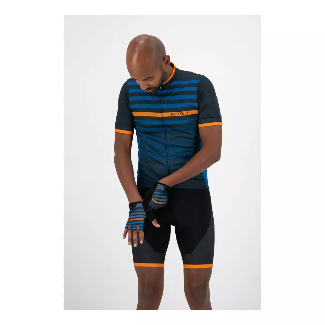 ROGELLI pánské cyklistické rukavice STRIPE blue/orange 006.312